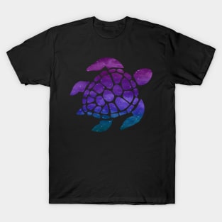 Blue Purple Teal Galaxy Turtle T-Shirt